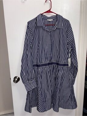 Free Assembly Striped Navy and White Shirt Dress